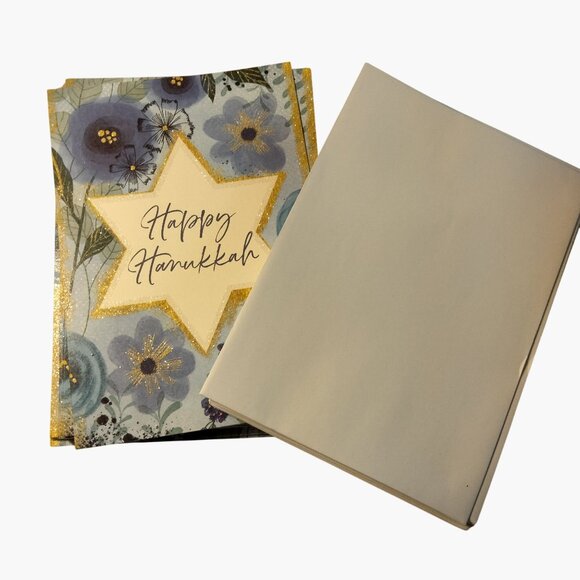 Designer Greetings Hanukkah Holiday 18 Cards Envelopes Blue Gold Glitter Box Set - Picture 2 of 10